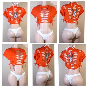 PLAYBOY Orange Custom Crop Top